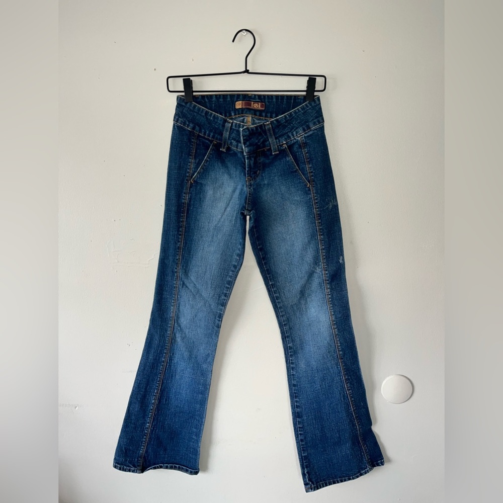 Y2K Low-Rise Dark Denim Skinny Flared Jeans